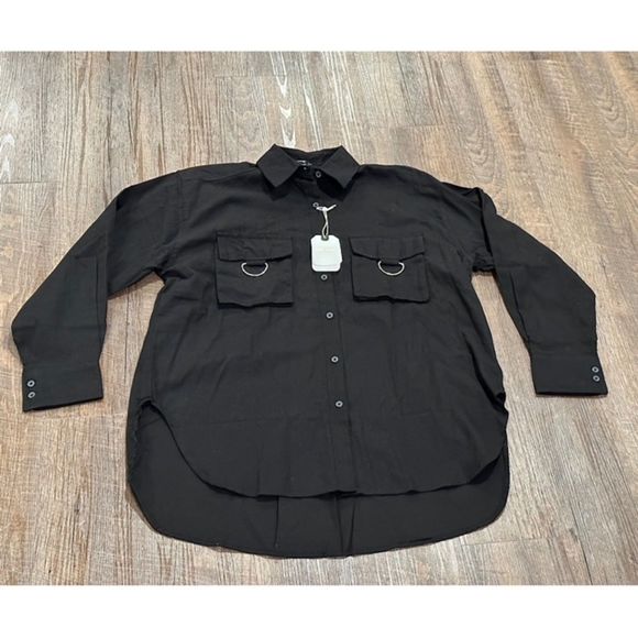 Better Unsaid Women's Top Size Medium Black Casual Button Up Shirt Long Sleeve - Picture 1 of 9